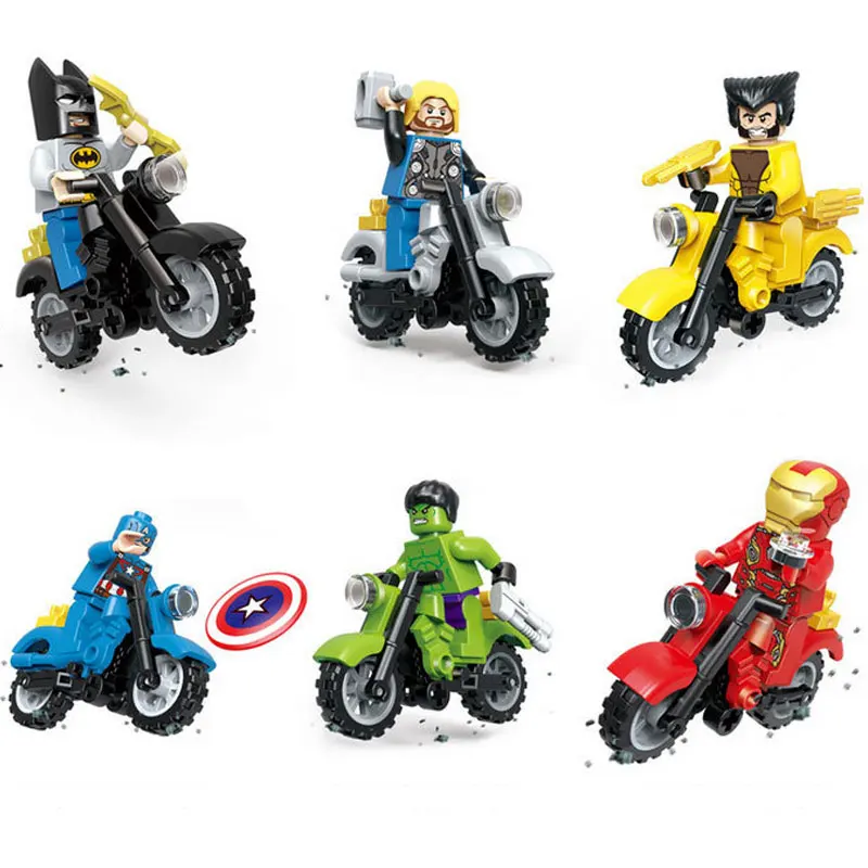 6pcs/lot toys Marveled Avengersing Super Heroes Starwarsing birthday Turtlees Motorcycle Building Blocks With Weapon Toys
6pcs/lot toys Marveled Avengersing Super Heroes Starwarsing birthday Turtlees Motorcycle Building Blocks With Weapon Toys