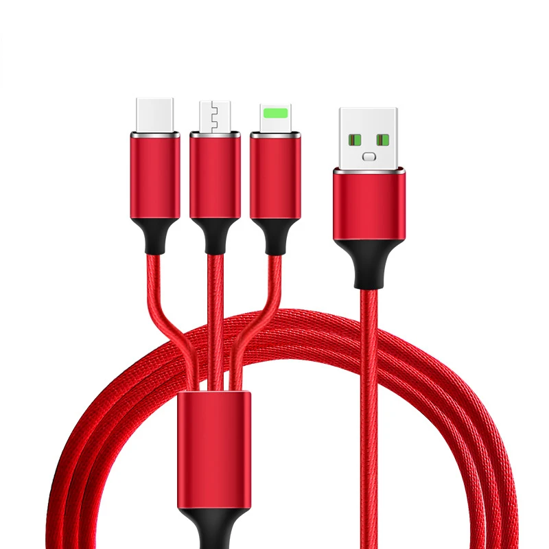 3 in 1 Fast Charging Cable Nylon Braided Multiple USB Cord with Type C/ for Lightning/Micro USB Connector for iPhone /Galaxy S8
3 in 1 Fast Charging Cable Nylon Braided Multiple USB Cord with Type C/ for Lightning/Micro USB Connector for iPhone /Galaxy S8