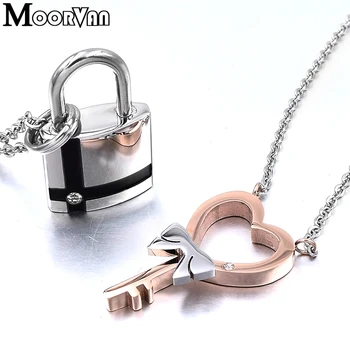 Moorvan New Pendant Heart Key Lock Necklace For Lovers fashion s.steel couple jewelry top quality for women & men free shipping
Moorvan New Pendant Heart Key Lock Necklace For Lovers fashion s.steel couple jewelry top quality for women & men free shipping