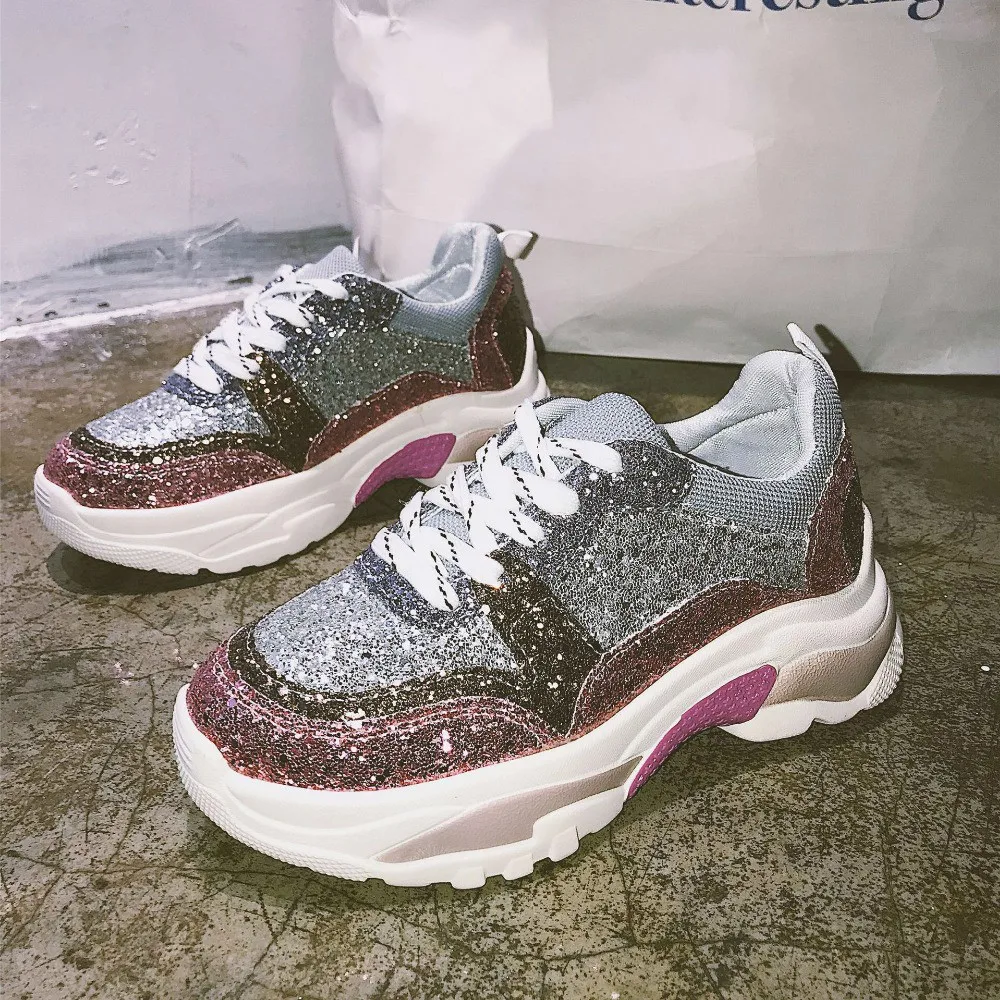 WDHKUN Women Glitter Platform Sneakers 2019 Fashion Women's Chunky Shoes Woman Triple Sole Metallic Sequins Bling Footwear
WDHKUN Women Glitter Platform Sneakers 2019 Fashion Women's Chunky Shoes Woman Triple Sole Metallic Sequins Bling Footwear