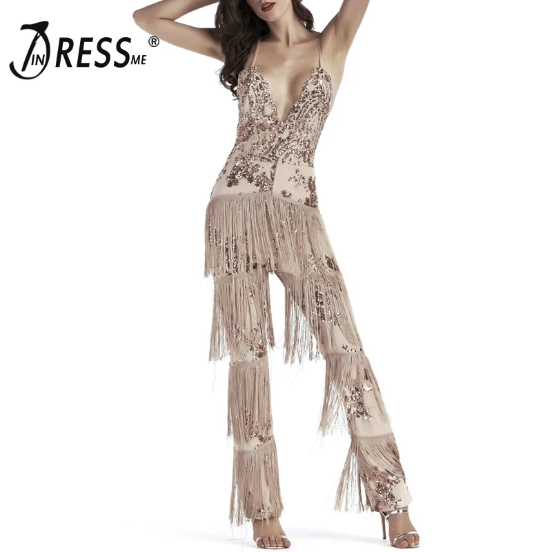 INDRESSME Sexy Deep V Women Strap Sequins Mesh Bodycon Tassels Jumpsuit Fashion Sleeveless Backless 2019 Summer Women Jumpsuit
INDRESSME Sexy Deep V Women Strap Sequins Mesh Bodycon Tassels Jumpsuit Fashion Sleeveless Backless 2019 Summer Women Jumpsuit