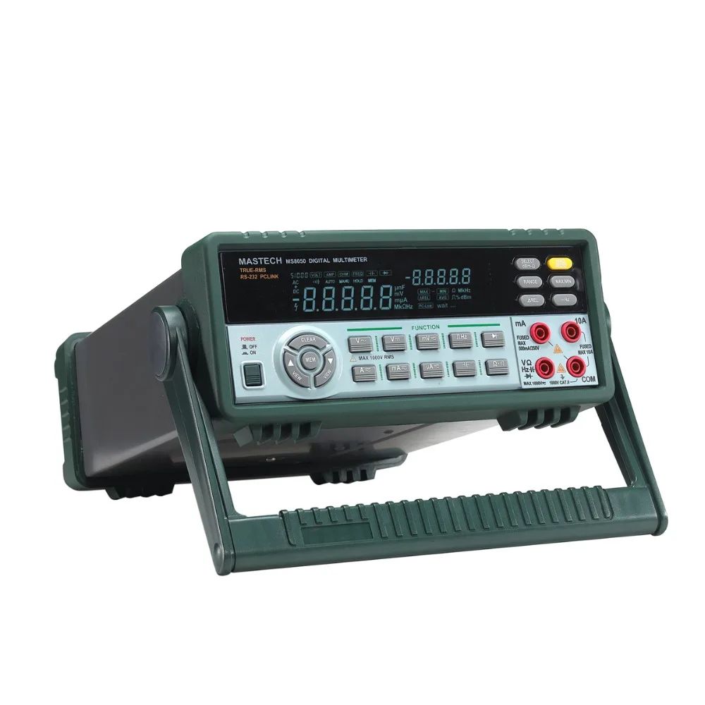 MASTECH MS8050 53000 Counts High Acuracy VFD Display Autoranging Bench Top Multimeter High Accuracy True RMS RS232C 
MASTECH MS8050 53000 Counts High Acuracy VFD Display Autoranging Bench Top Multimeter High Accuracy True RMS RS232C