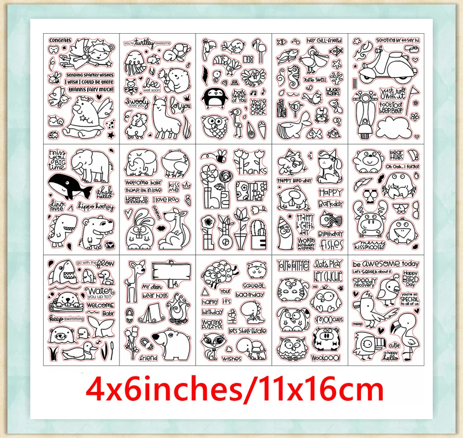 Creative Animals Various Pattern Silicone Stamp Rubber Seal Transparent Clear For Scrapbook Album Embossing DIY Crafts 4x6in
Creative Animals Various Pattern Silicone Stamp Rubber Seal Transparent Clear For Scrapbook Album Embossing DIY Crafts 4x6in