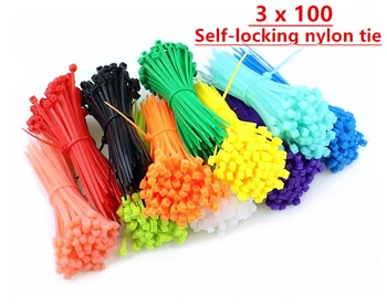 100pcs 3*100 mm Self-Locking Plastic Nylon Cable Ties Cable Zip Tie Loop Ties For Wires Tidy band ribbon Colorful
100pcs 3*100 mm Self-Locking Plastic Nylon Cable Ties Cable Zip Tie Loop Ties For Wires Tidy band ribbon Colorful