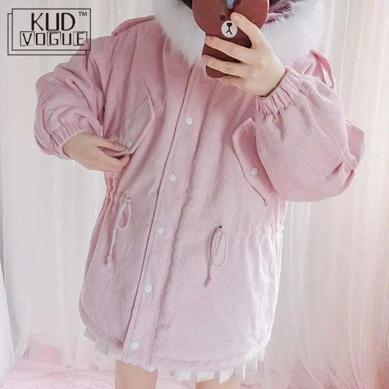 Corduroy Pink Japanese Soft Girls Cute Loose Thick Cotton Jacket Bread Coat Female Student Short Autumn Winter Hooded Coat
Corduroy Pink Japanese Soft Girls Cute Loose Thick Cotton Jacket Bread Coat Female Student Short Autumn Winter Hooded Coat