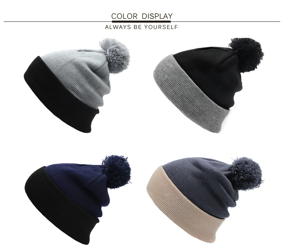 ADK Fashion Female's Beanie Pompoms 2018 Fashion New Winter Headwear Brand High Quality Outdoor Hat For Girls#CAP237 (10)