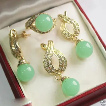 Free Shipping Jewelry Fashion 12mm Green stone Pendant Necklace Earrings Ring Set
Free Shipping Jewelry Fashion 12mm Green stone Pendant Necklace Earrings Ring Set