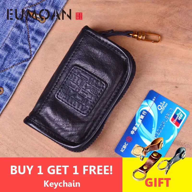 EUMOAN Genuine Leather Key Wallet Men Women Short Vintage Handmade Zipper Car Key Card Holder Coin Purse Organizer Housekeeper
EUMOAN Genuine Leather Key Wallet Men Women Short Vintage Handmade Zipper Car Key Card Holder Coin Purse Organizer Housekeeper
