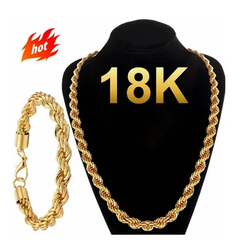 European And American Trend Jewelry Plated 18K Gold Necklace 8Mm Flash Twisted Rope Twist Bracelet Jewelry Men Women Bracelets
European And American Trend Jewelry Plated 18K Gold Necklace 8Mm Flash Twisted Rope Twist Bracelet Jewelry Men Women Bracelets