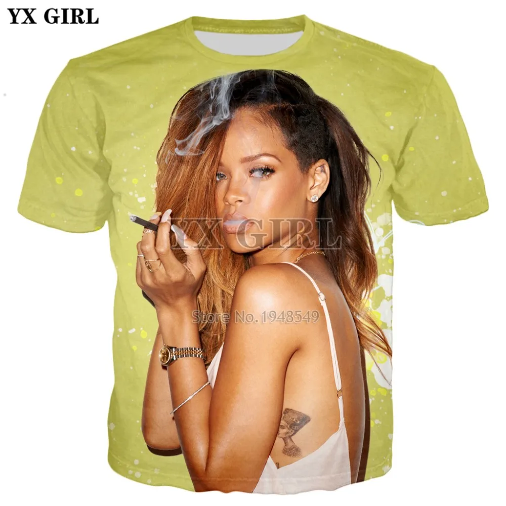 YX GIRL 2018 New Fashion summer Mens 3d t-shirt Sexy actress Rihanna smokes Print Men/Women Casual Cool t shirt ZT110
YX GIRL 2018 New Fashion summer Mens 3d t-shirt Sexy actress Rihanna smokes Print Men/Women Casual Cool t shirt ZT110