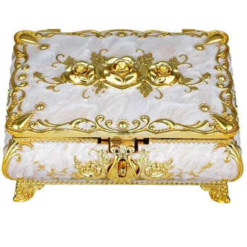TUMBEELLUWA Enamel White Trinket Box Rectangle Jewelry Box with Golden Rose Flower,Dividers Inside
TUMBEELLUWA Enamel White Trinket Box Rectangle Jewelry Box with Golden Rose Flower,Dividers Inside