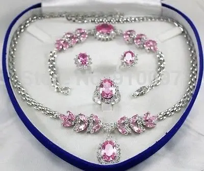 LHX54013>>Bridal Jewellery Women's Set Pink Crystal Necklace Earring Bracelet Ring
LHX54013>>Bridal Jewellery Women's Set Pink Crystal Necklace Earring Bracelet Ring