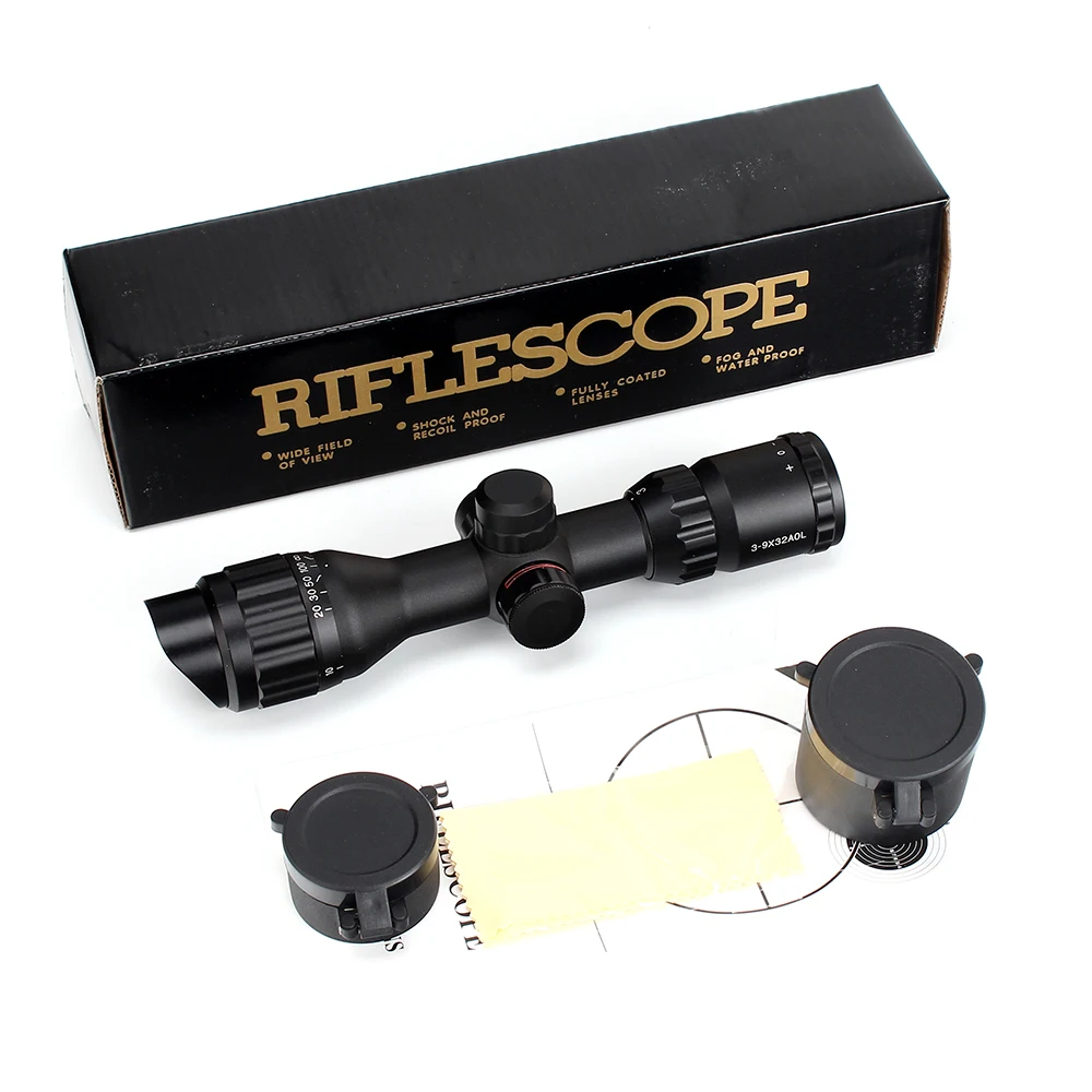 ohhunt 3-9X32 AOL Compact Hunting Optics Riflescopes Mil dot Illuminated Reticle Angled Integral Sunshade Tactical Rifle Scope (9)