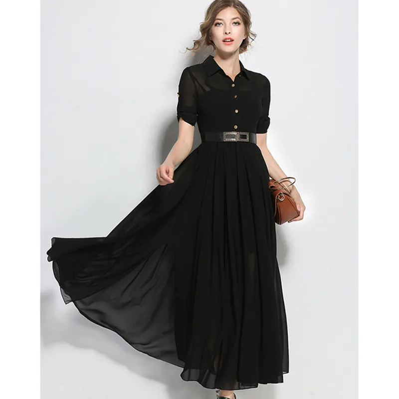 HANZANGL Casual Dress 2018 New Spring Womens 3/4 Sleeve Belt Elegant Work Office Shirt Dress Chiffon Split Swing Long Dresses
HANZANGL Casual Dress 2018 New Spring Womens 3/4 Sleeve Belt Elegant Work Office Shirt Dress Chiffon Split Swing Long Dresses