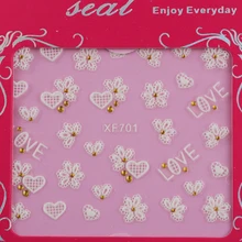 Art lalic 1 feuille 7.5*10.5cm Style européen sculpté 3D ongles autocollants stéréo transfert décalque 24 Types adhésifs Nail Art décorations(China)