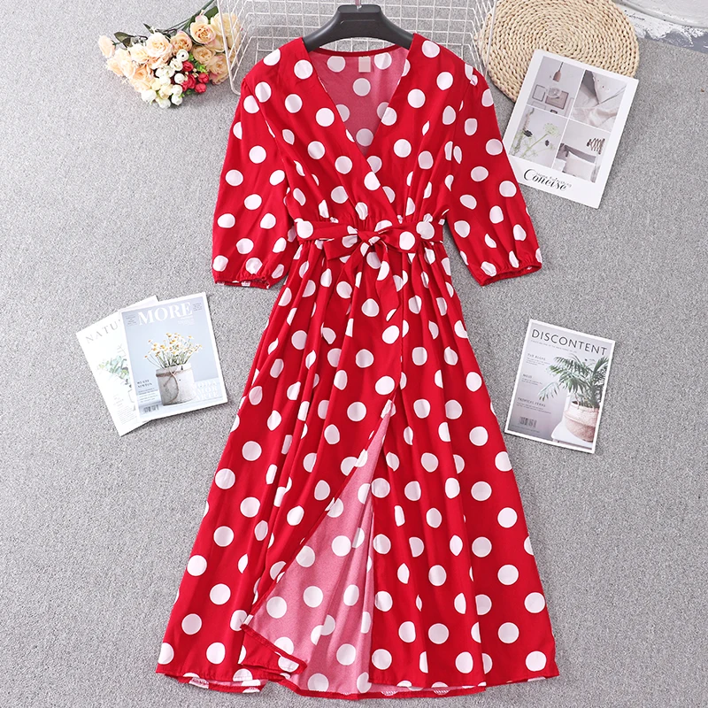 Women Summer V-neck Lantern Sleeve Lace Up Bandage Bow Dress Elegant Elastic Slim High Waist Pullover Polka Dot Chiffon Dresses
Women Summer V-neck Lantern Sleeve Lace Up Bandage Bow Dress Elegant Elastic Slim High Waist Pullover Polka Dot Chiffon Dresses