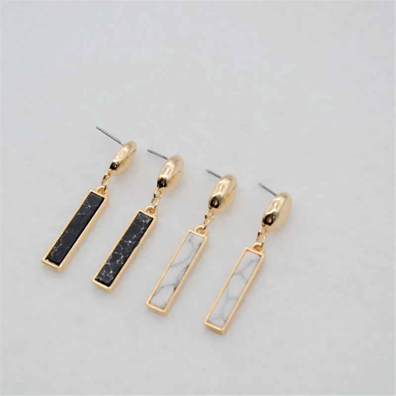 2017 free shipping fashion new ladies jewelry Stone mosaic rectangular geometric simplicity trend earrings accessories | Украшения и