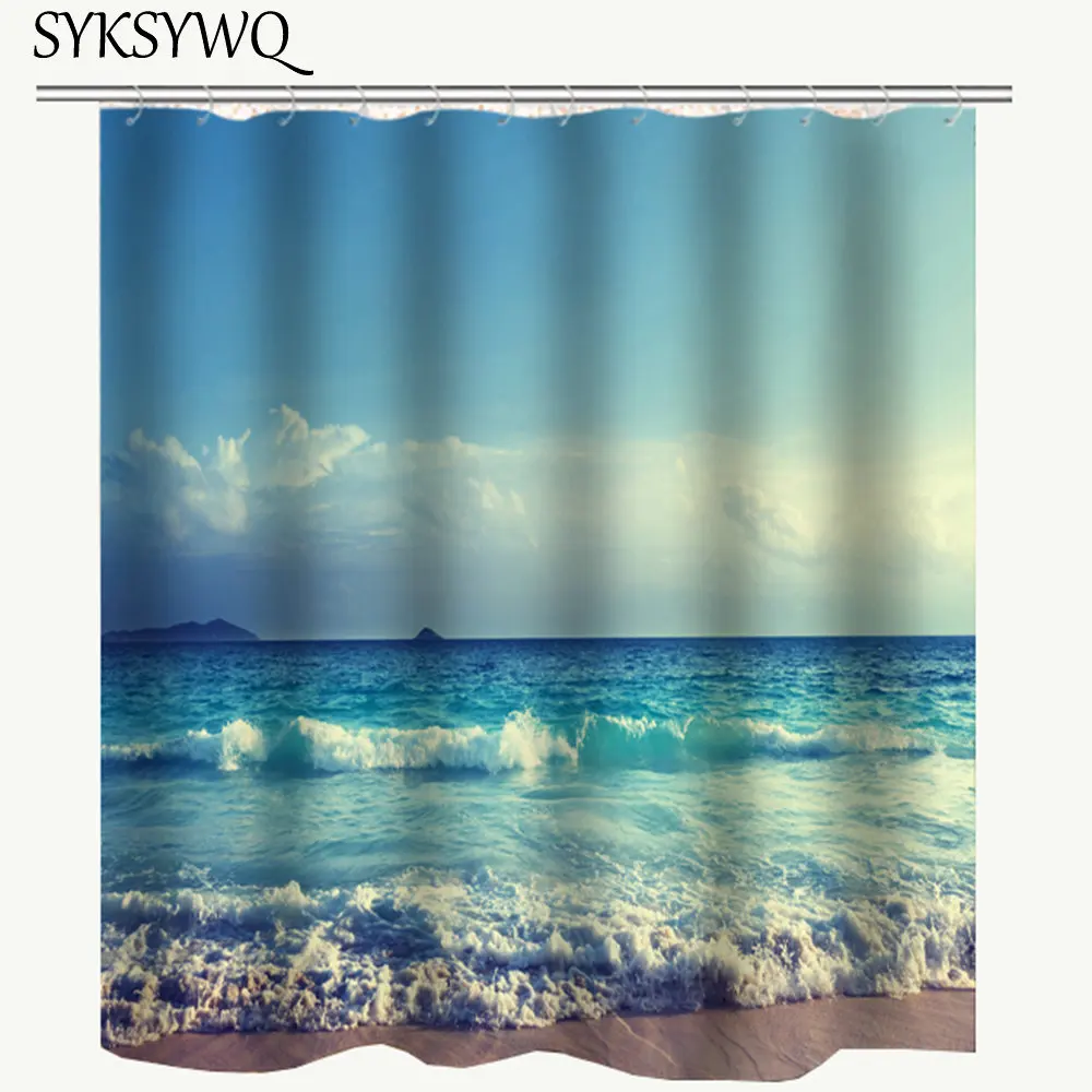 Blue Shower Curtain 3D Sea Wave Douchegordijn Ocean Sandbeach Blue Sky Bathroom Curtain Summer Vacation Bathroom Accessories
Blue Shower Curtain 3D Sea Wave Douchegordijn Ocean Sandbeach Blue Sky Bathroom Curtain Summer Vacation Bathroom Accessories