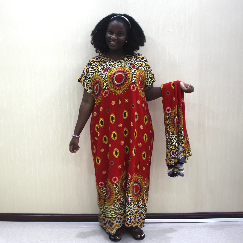 Casual Vintage African Dress Traditional Print Loose Autumn Cotton Assorted with Scarf African Clothing for Ladies
Casual Vintage African Dress Traditional Print Loose Autumn Cotton Assorted with Scarf African Clothing for Ladies