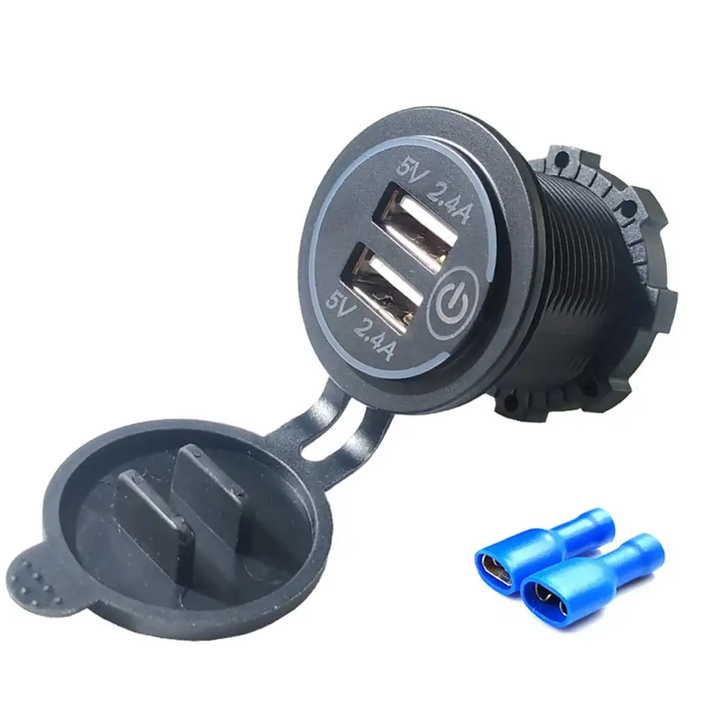 5V/2.4A Dual USB Motorcycle Charger Socket Plug Car Boat Power Adapter Outlet With Touch Switch Green Indicator Light Universal
5V/2.4A Dual USB Motorcycle Charger Socket Plug Car Boat Power Adapter Outlet With Touch Switch Green Indicator Light Universal