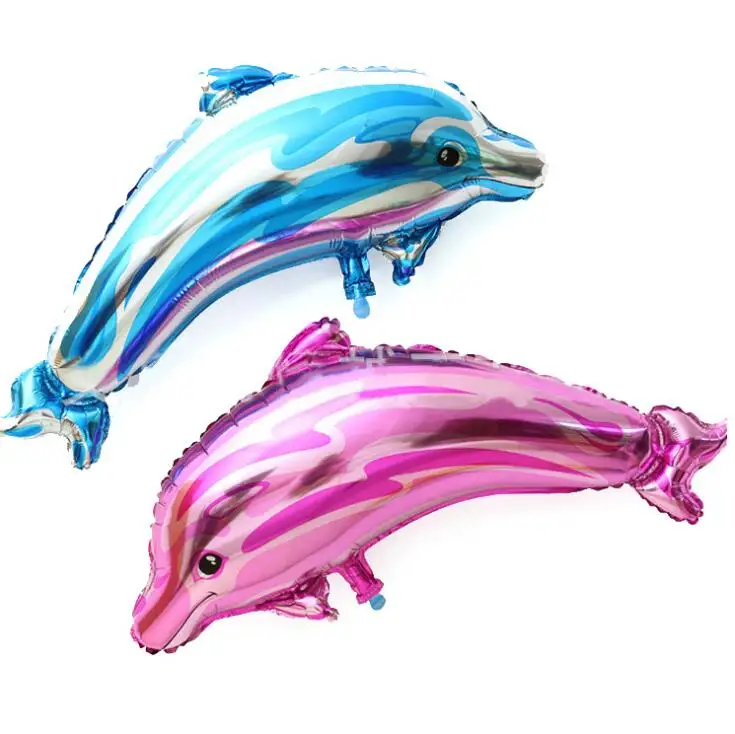 

84*48cm New blue and pink dolphin Balloon Aluminum Foil Balloons party Decoration helium Globos Celebration Supplies