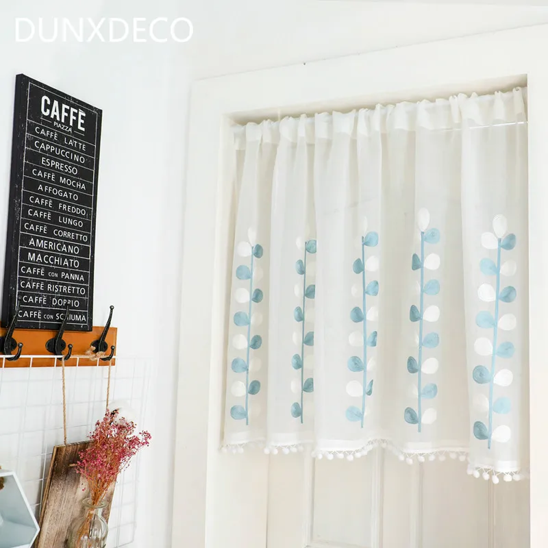 DUNXDECO Sheer Curtain Kitchen Curtains Nordic Fresh Blue Leaves Plant Embroidery Cortinas Store Decor Kitchen Half Tulle Rideau
DUNXDECO Sheer Curtain Kitchen Curtains Nordic Fresh Blue Leaves Plant Embroidery Cortinas Store Decor Kitchen Half Tulle Rideau