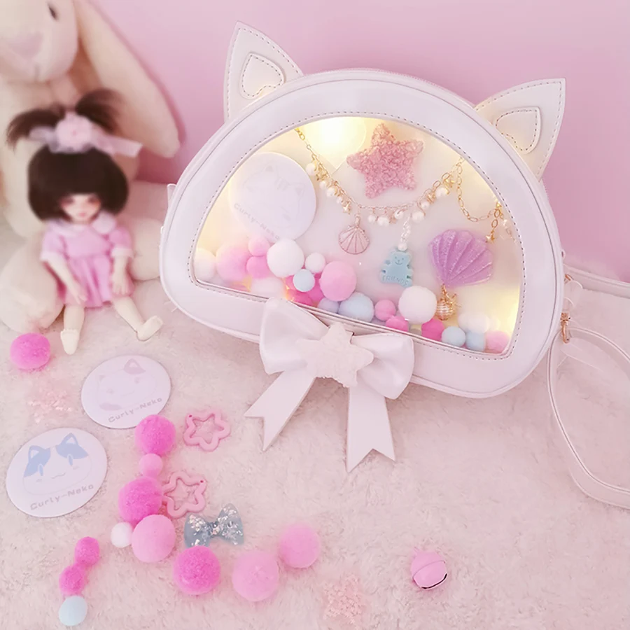Cute Cat Ears Women Ita Shoulder Bags Clear Transparent Ladies Hand Bags Bow Pearls Handle Women Messenger Crossbody Bags Woman
Cute Cat Ears Women Ita Shoulder Bags Clear Transparent Ladies Hand Bags Bow Pearls Handle Women Messenger Crossbody Bags Woman