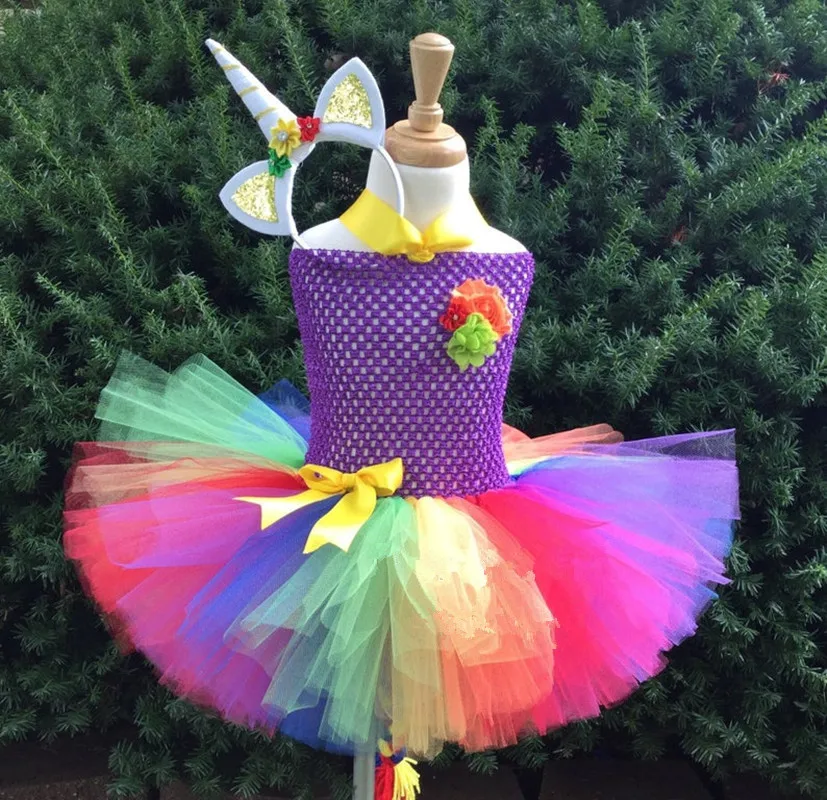 Girls Rainbow Unicorn Flower Tutu Dress Kids Crochet Tulle Dress with Hairbow Children Birthday Party Costume Cosplay Dresses
Girls Rainbow Unicorn Flower Tutu Dress Kids Crochet Tulle Dress with Hairbow Children Birthday Party Costume Cosplay Dresses