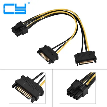 Dual two SATA 15 Pin Male M to pcie pci express pci-express PCI-e Express Card 6 Pin Female Graphics Video Card Power Cable 15cm
Dual two SATA 15 Pin Male M to pcie pci express pci-express PCI-e Express Card 6 Pin Female Graphics Video Card Power Cable 15cm