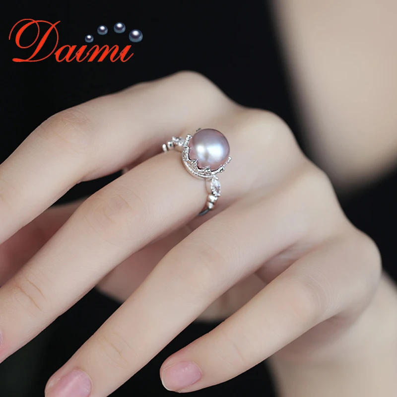 DAIMI 925 Sterling Silver Ring 10-10.5mm High Luster Purple Pearl Ring Silver Crown Ring
DAIMI 925 Sterling Silver Ring 10-10.5mm High Luster Purple Pearl Ring Silver Crown Ring