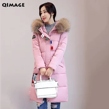 QIMAGE 2017 Winter Coats Women Slim Thicking Warm Long Parka Fur Hood Cotton Wadded Jacket Female Outerwear Winer Parka PlusSize 
QIMAGE 2017 Winter Coats Women Slim Thicking Warm Long Parka Fur Hood Cotton Wadded Jacket Female Outerwear Winer Parka PlusSize