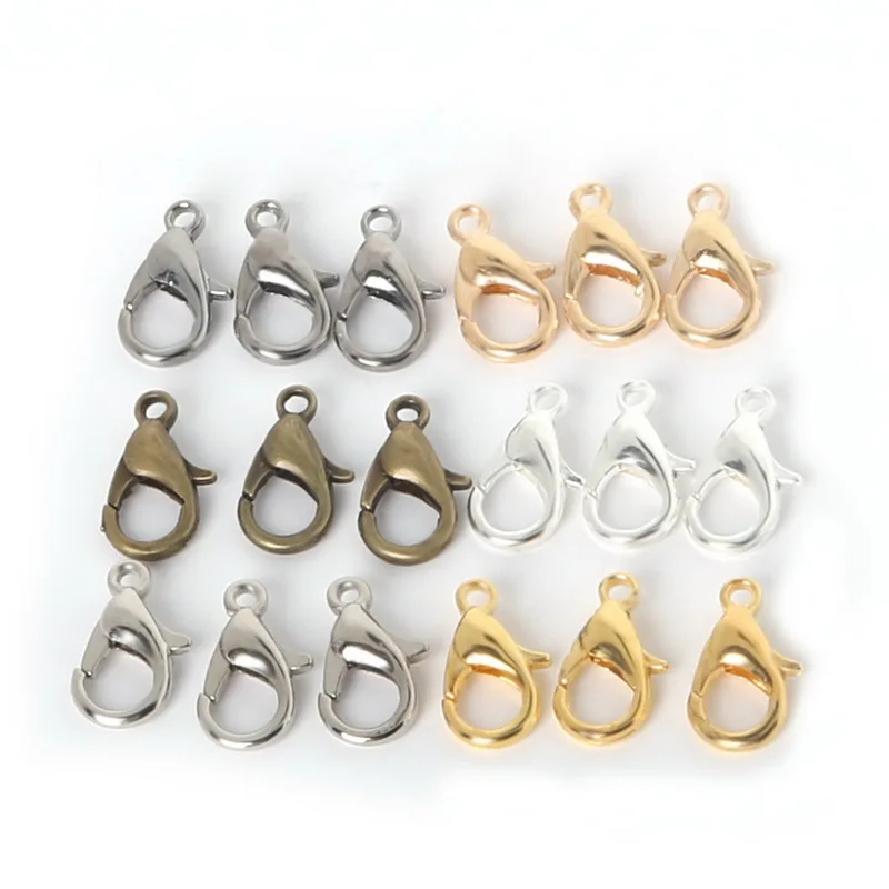 

Free Shipping Alloy Lobster clasp Hooks for necklace&bracelet chain 12mm 100pcs/lot DIY jewelry findings FKA022-02