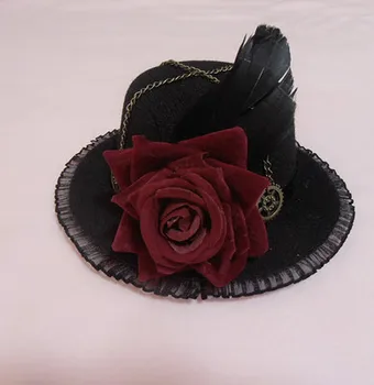 Japanese Gothic Feather Gay Men Punk Vampire Court Restoring ancient ways Steam Hat Lolita Tire Little Hat
Japanese Gothic Feather Gay Men Punk Vampire Court Restoring ancient ways Steam Hat Lolita Tire Little Hat