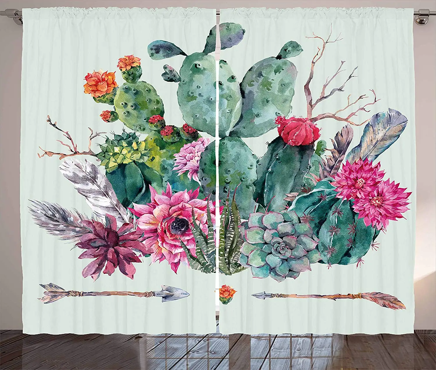 Cactus Curtains Spring Garden with Boho Style Bouquet of Thorny Plants Blooms Arrows Feathers Living Room Bedroom Window Drapes
Cactus Curtains Spring Garden with Boho Style Bouquet of Thorny Plants Blooms Arrows Feathers Living Room Bedroom Window Drapes