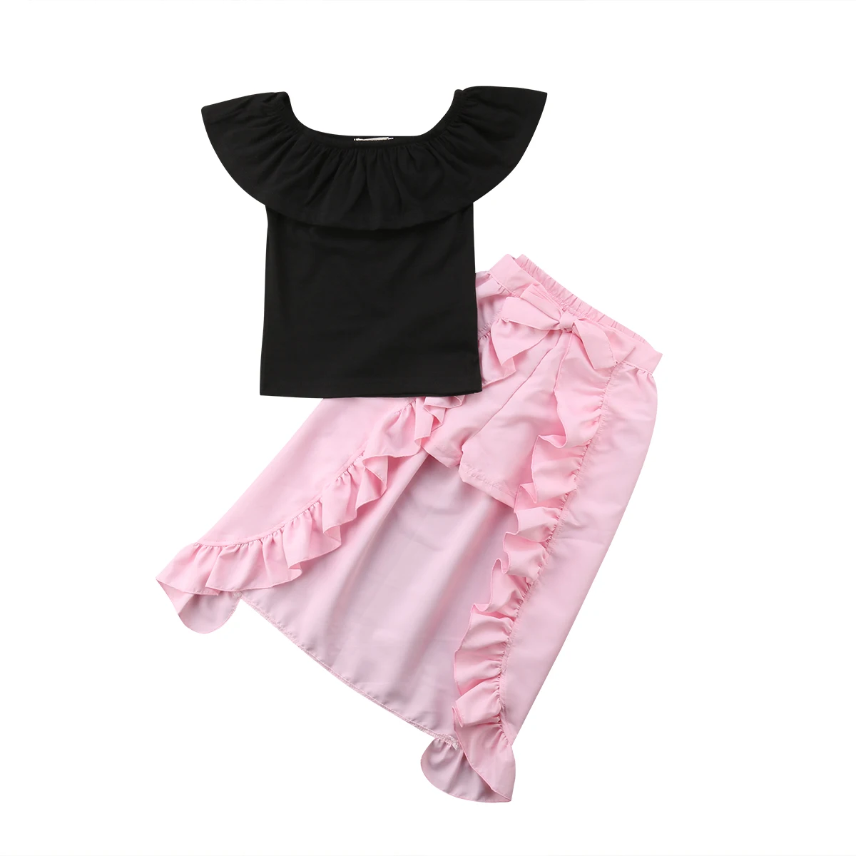 3Pcs Baby Girl Outfit Summer Kids Off Shoulder Ruffle Black Top T-shirt Pink Shorts Skirt Baby Girl Clothes Set
3Pcs Baby Girl Outfit Summer Kids Off Shoulder Ruffle Black Top T-shirt Pink Shorts Skirt Baby Girl Clothes Set