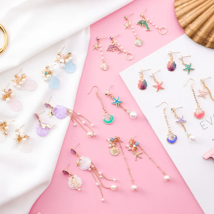 Japanese Cartoon Series Fashion Drop Women Earrings Asymmetrical Seaside Vacation Starfish Shell Pearl Chic Cute Long Earrings
Japanese Cartoon Series Fashion Drop Women Earrings Asymmetrical Seaside Vacation Starfish Shell Pearl Chic Cute Long Earrings