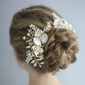SLBRIDAL Handmade Golden Crystal Rhinestone Pearls Flower Wedding Hair Comb Set Bridal Headdress Hair Accessories Women Jewelry
SLBRIDAL Handmade Golden Crystal Rhinestone Pearls Flower Wedding Hair Comb Set Bridal Headdress Hair Accessories Women Jewelry