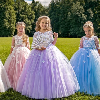 New Coming Flower Girl Dress For Special Occasion with Handmade Butterflies Pearls Back Half Sleeves Custom Made Pageant Gowns
New Coming Flower Girl Dress For Special Occasion with Handmade Butterflies Pearls Back Half Sleeves Custom Made Pageant Gowns