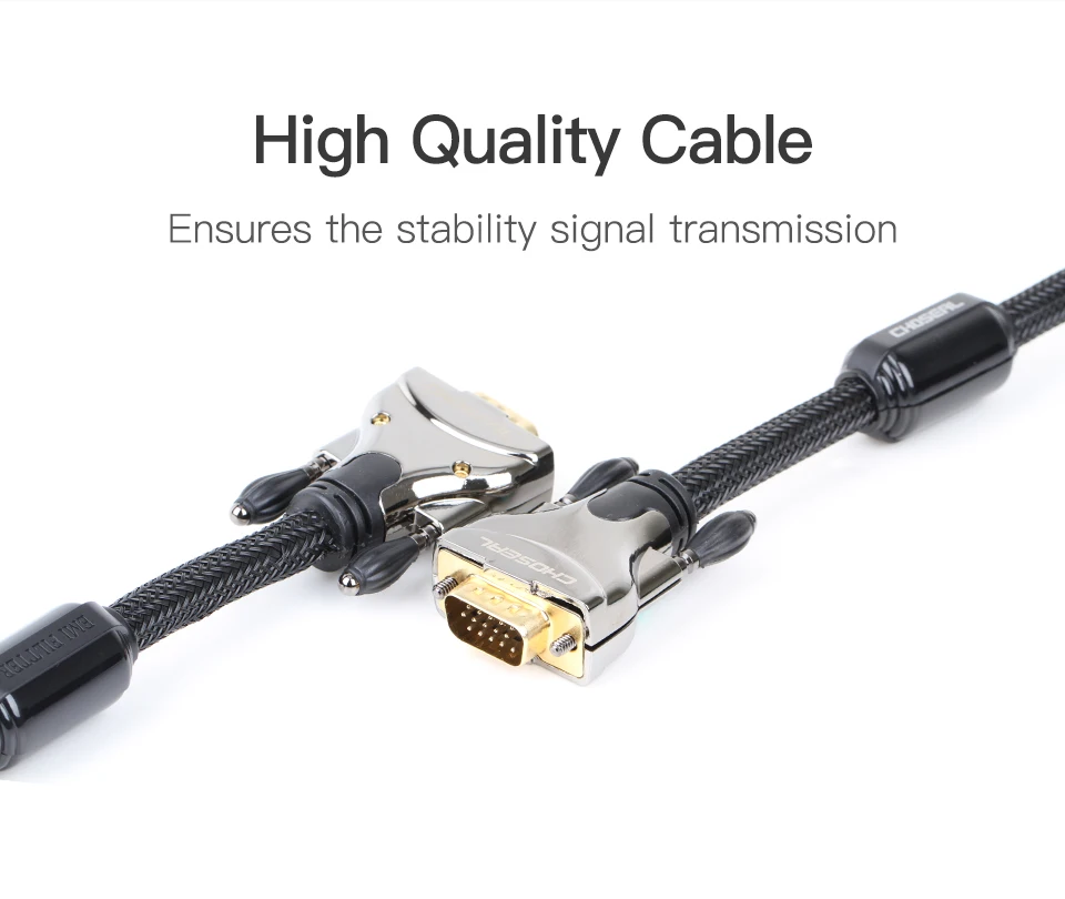 CHOSEAL 1080P VGA Cable VGA to VGA 3+9 Cable with Ferrites For Computer Projector Monitor TV (6)