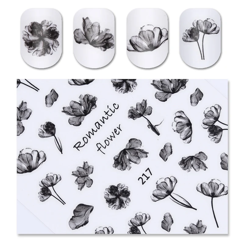 Romantic Flower 3D Nail Sticker Black Ink Painting Adhesive Nail Art Transfer Sticker Tatto Decal 1 Sheet
Romantic Flower 3D Nail Sticker Black Ink Painting Adhesive Nail Art Transfer Sticker Tatto Decal 1 Sheet
