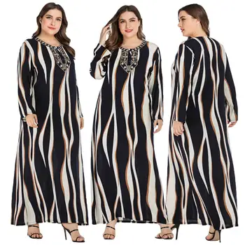 Plus Size Ethnic Women Stripe Long Sleeve Maxi Shift Dress Abaya Kaftan Muslim Party Robe Islamic Clothing Loose O-neck Ramadan
Plus Size Ethnic Women Stripe Long Sleeve Maxi Shift Dress Abaya Kaftan Muslim Party Robe Islamic Clothing Loose O-neck Ramadan