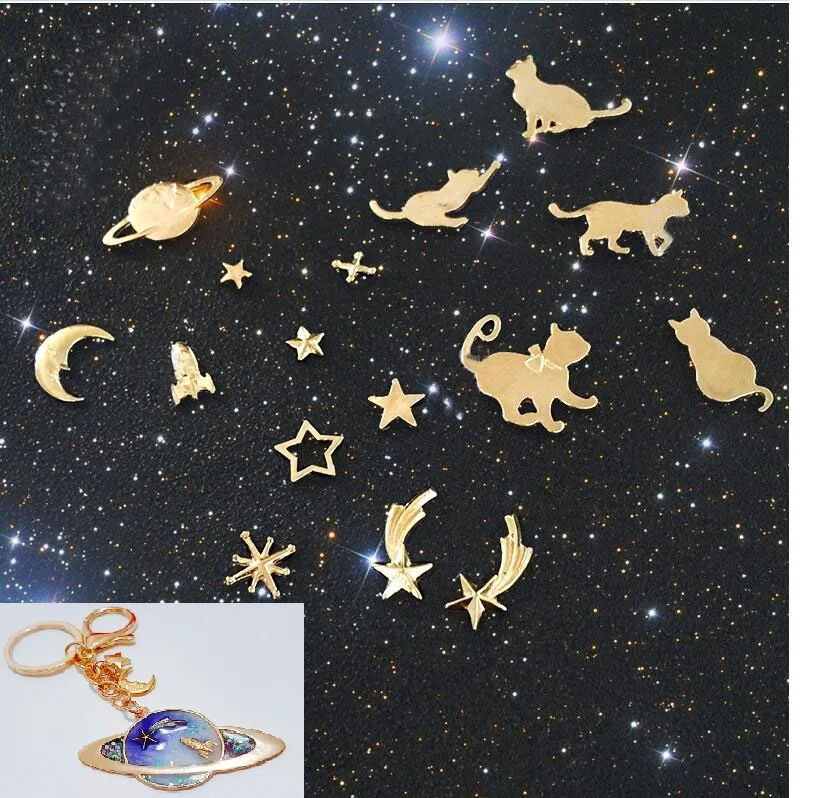 Universe planet rocket cat and Smiling face moon metal material epoxy mold makeing jewelry filling for DIY jewelry
Universe planet rocket cat and Smiling face moon metal material epoxy mold makeing jewelry filling for DIY jewelry
