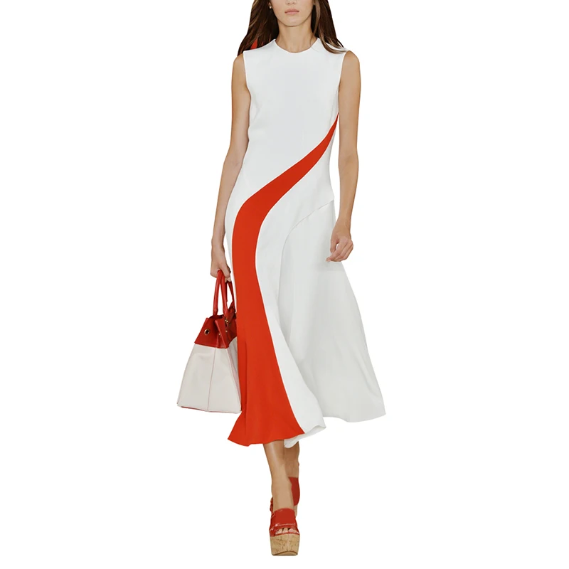 New Design Women Elegant Sleeveless O-neck Contrast Color Patchwork Summer Fashion Tank A-line Dress High Quality
New Design Women Elegant Sleeveless O-neck Contrast Color Patchwork Summer Fashion Tank A-line Dress High Quality