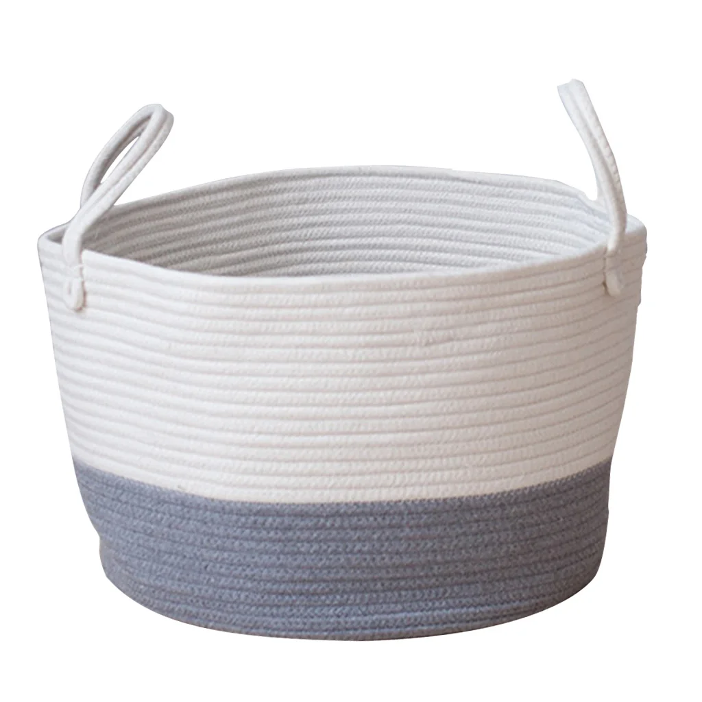 2x Cotton Weaving Storage Basket Rattan Storage Box For Cosmetics Basket Organizer Sundries Laundry Toys Storage Basket
