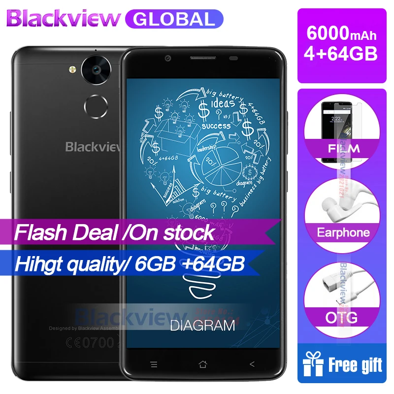 Blackview P2 Mobile Phone 6000mAh Fingerprint ID MTK6750T Octa Core 5.5" 1080P 13MP Camera Metal Body 9V2A Quick Charge
Blackview P2 Mobile Phone 6000mAh Fingerprint ID MTK6750T Octa Core 5.5" 1080P 13MP Camera Metal Body 9V2A Quick Charge