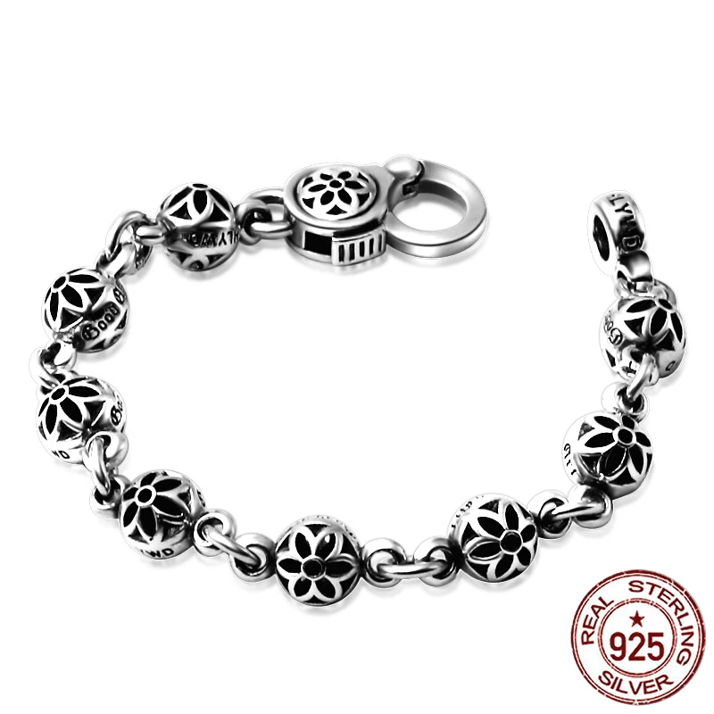 100% S925 sterling silver men's bracelet personality fashion retro versatile jewelry simple punk style cherry blossoms to send
100% S925 sterling silver men's bracelet personality fashion retro versatile jewelry simple punk style cherry blossoms to send