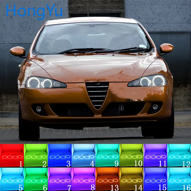 Новейшие разноцветные фары RGB LED Angel Eyes Halo Ring Eye DRL RF пульт дистанционного