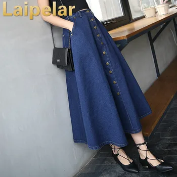 2018 Fashion Korean Preppy Style Denim Women Solid Color Long Skirt High Waist Feminina Big Hem Casual Zipper Button Jean Skirts
2018 Fashion Korean Preppy Style Denim Women Solid Color Long Skirt High Waist Feminina Big Hem Casual Zipper Button Jean Skirts