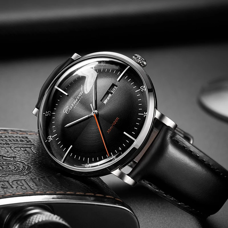 Carnival Mechanical Automatic Watch Men Reloj Hombre Leather Strap Mens Watches Top Brand Luxury Waterproof Wristwatch Black
Carnival Mechanical Automatic Watch Men Reloj Hombre Leather Strap Mens Watches Top Brand Luxury Waterproof Wristwatch Black