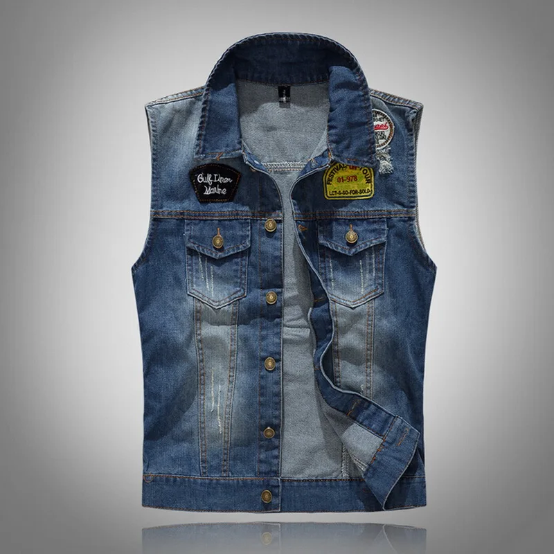 2019 New VXO MEN DENIM VEST Men Denim badge Vest Vintage washed jeans waistcoat Man Cowboy ripped Jacket Plus Size
2019 New VXO MEN DENIM VEST Men Denim badge Vest Vintage washed jeans waistcoat Man Cowboy ripped Jacket Plus Size